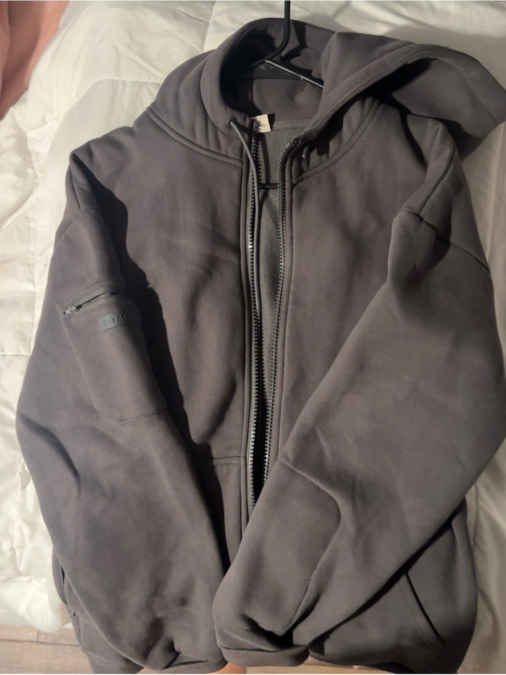 Unisex comfort airplane mode gray Hooded Zip jacket